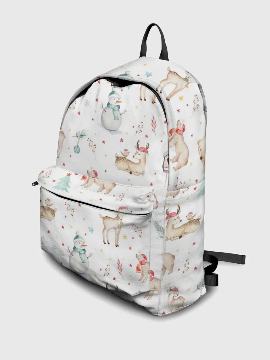 Рюкзак джинсовый / Паттерн с оленями и медведями