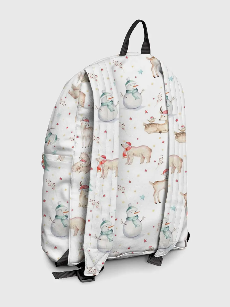 Рюкзак джинсовый / Паттерн с оленями и медведями