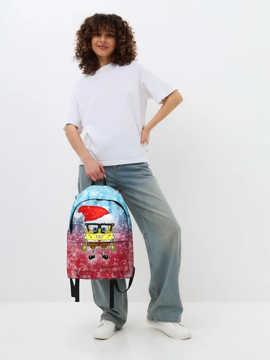 Рюкзак джинсовый / Новогодний Спанч Боб