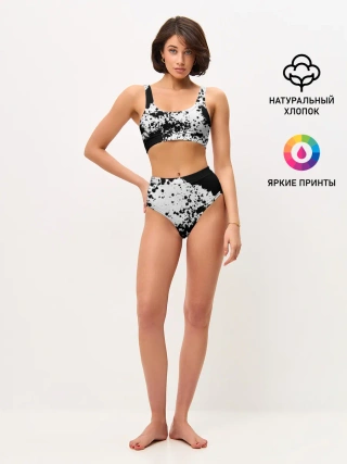Женские топ и трусы / Черно-белые капли