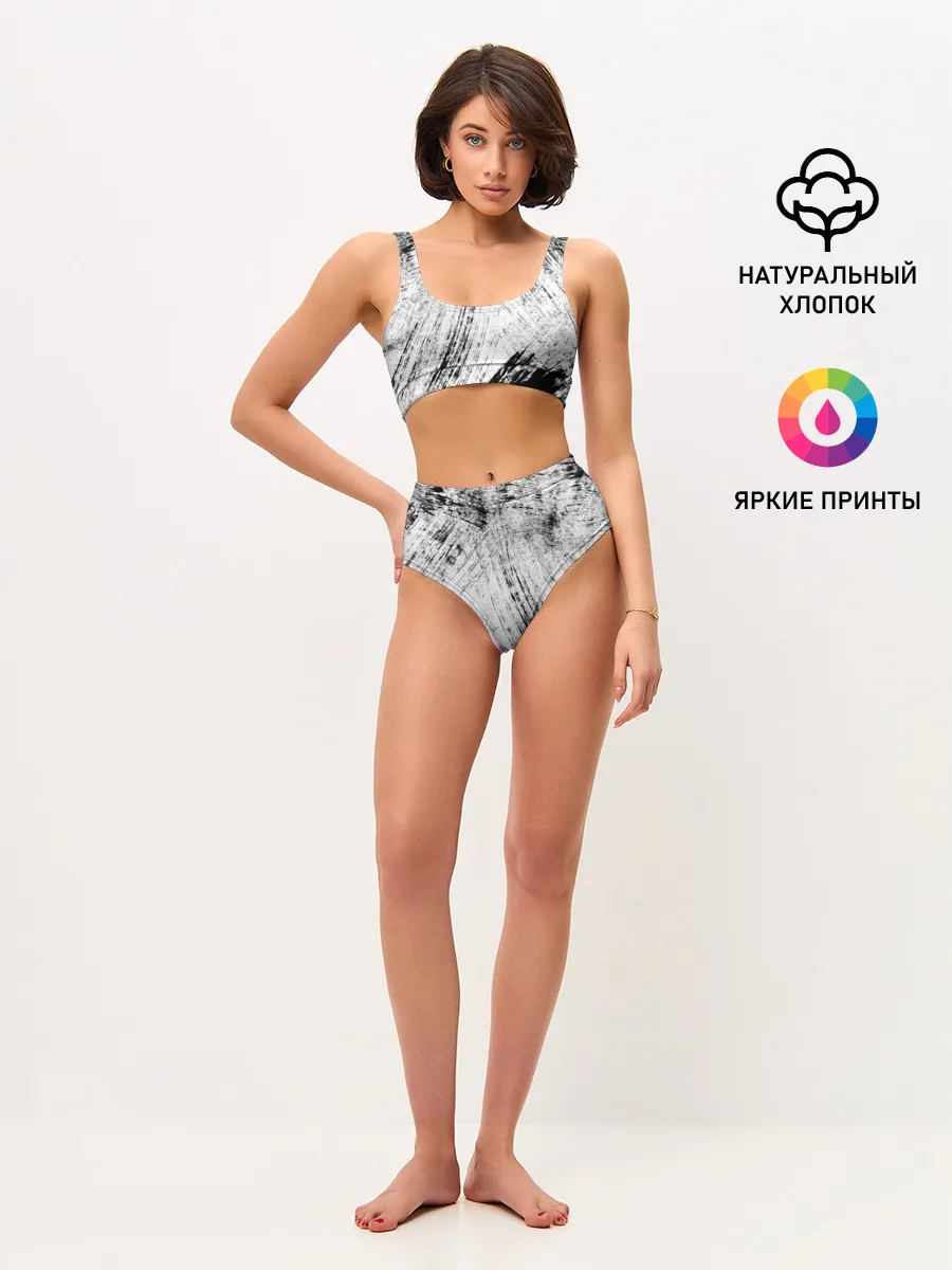 Женские топ и трусы / Серые штрихи