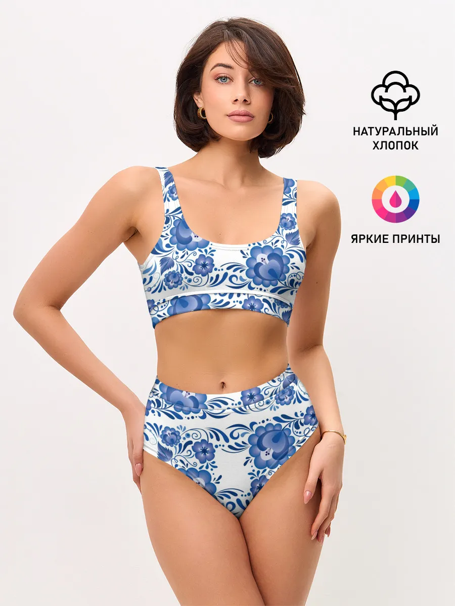Женские топ и трусы / Гжель