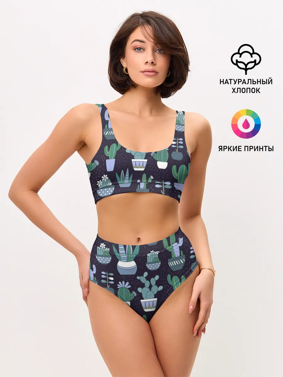 Женские топ и трусы / Кактусы