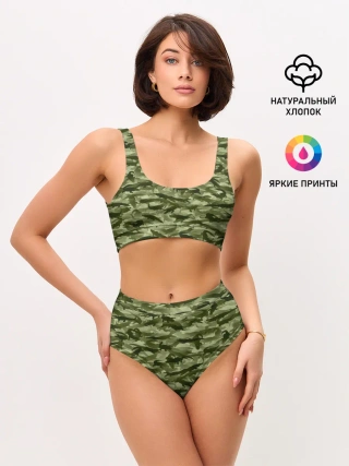 Женские топ и трусы / Камуфляж с крокодилами