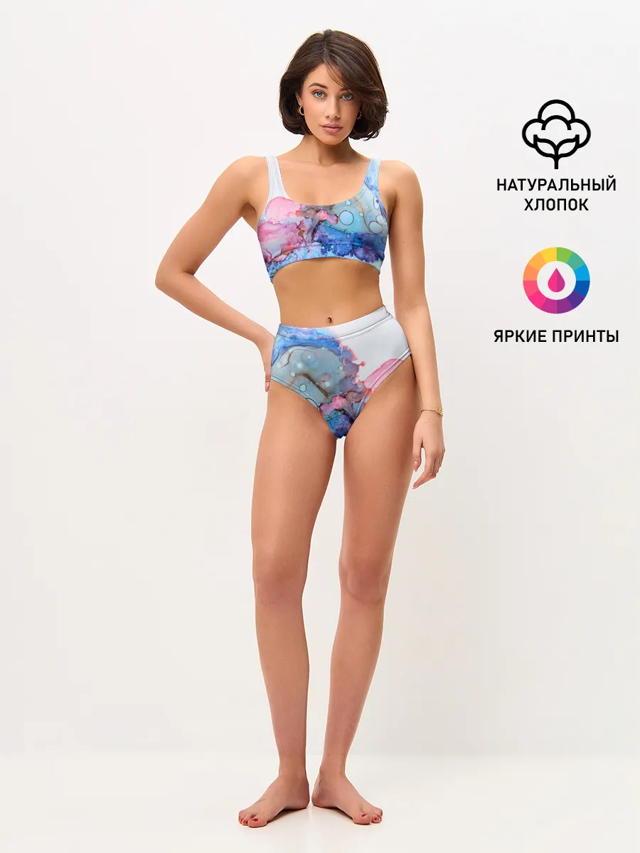 Женские топ и трусы / Акварельные разводы