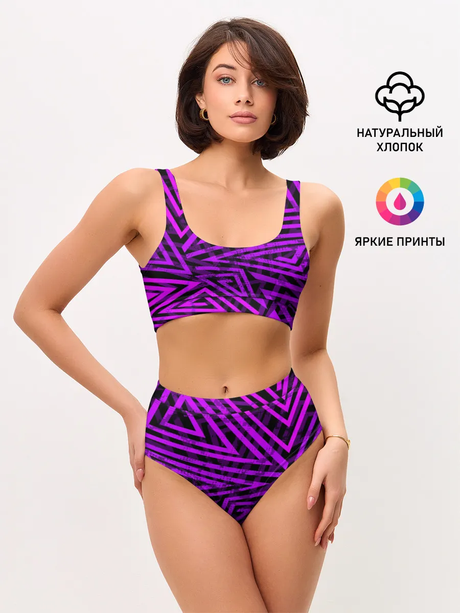 Женские топ и трусы / Неоновая геометрия