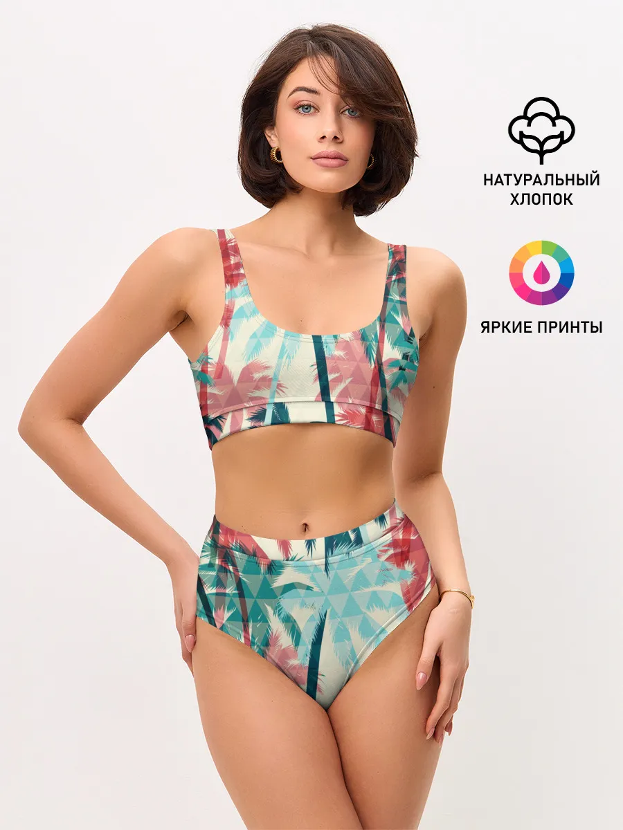 Женские топ и трусы / Абстракция Пальмы Текстура