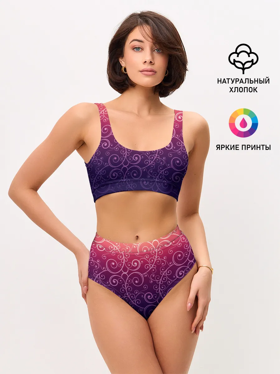 Женские топ и трусы / Цветочный узор