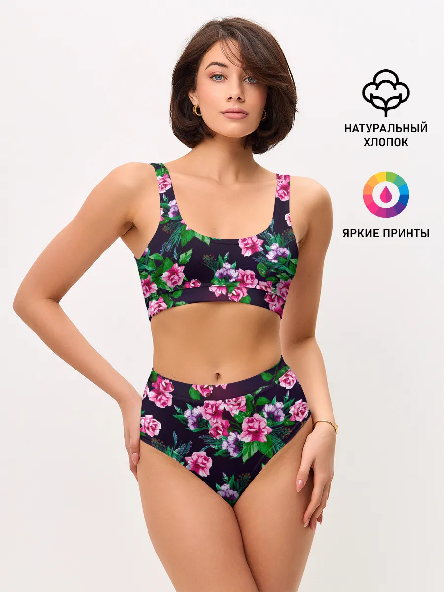Женские топ и трусы / Розы