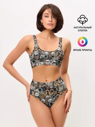 Женские топ и трусы / Коты разных пород