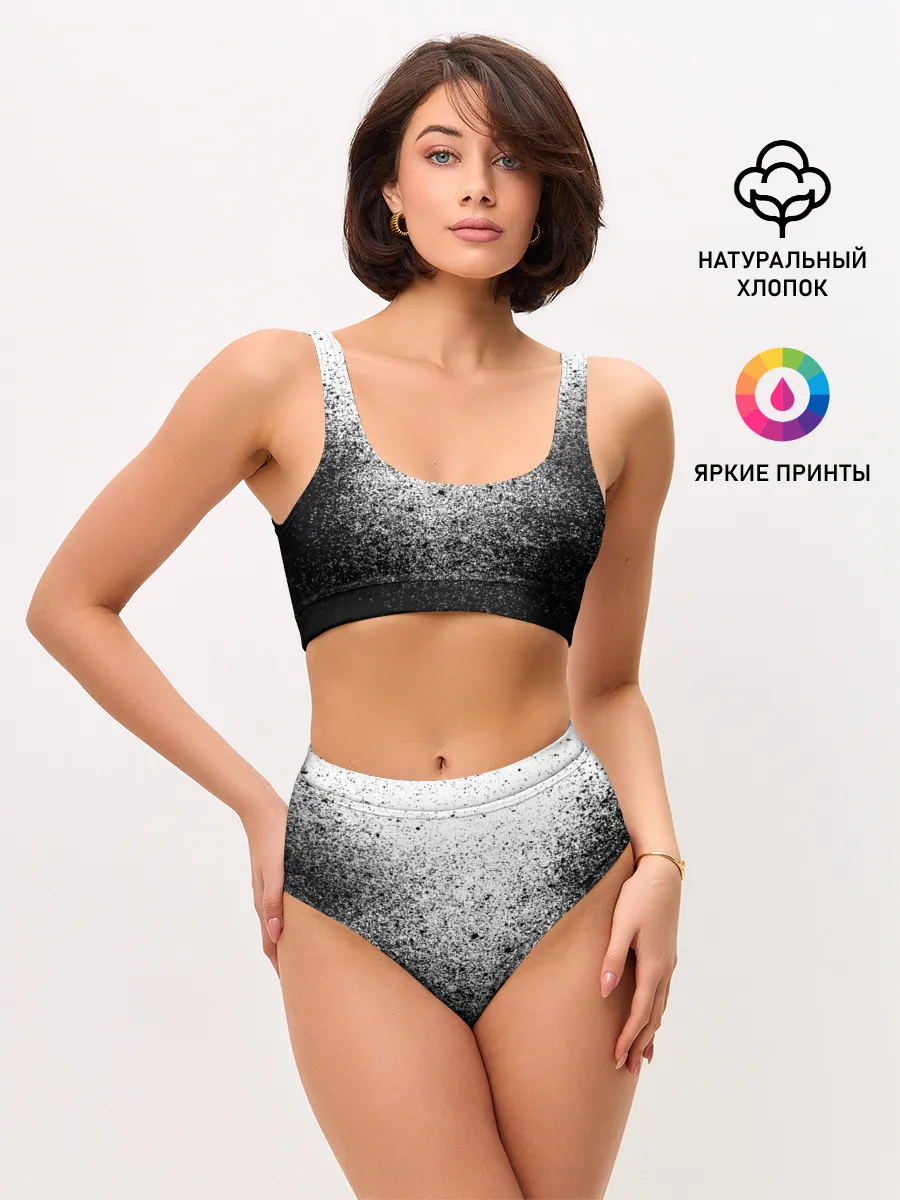 Женские топ и трусы / БРЫЗГИ КРАСОК ЧЁРНЫЙ