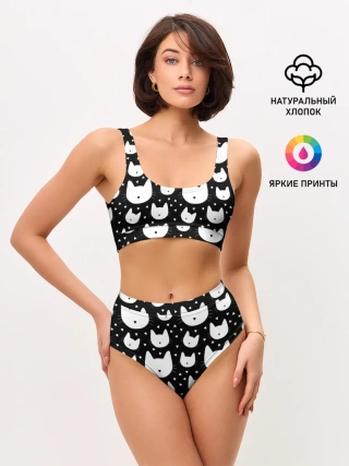 Женские топ и трусы / Love Cats Pattern