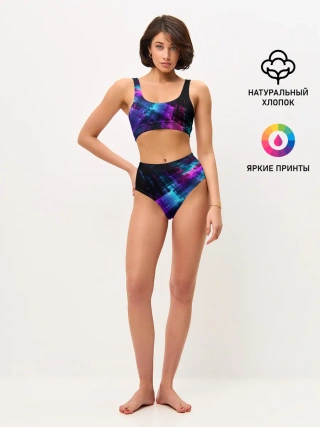 Женские топ и трусы / Неоновая абстракция