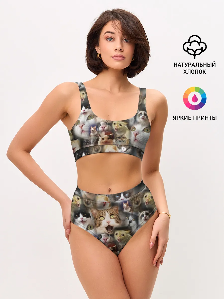 Женские топ и трусы / Те самые коты