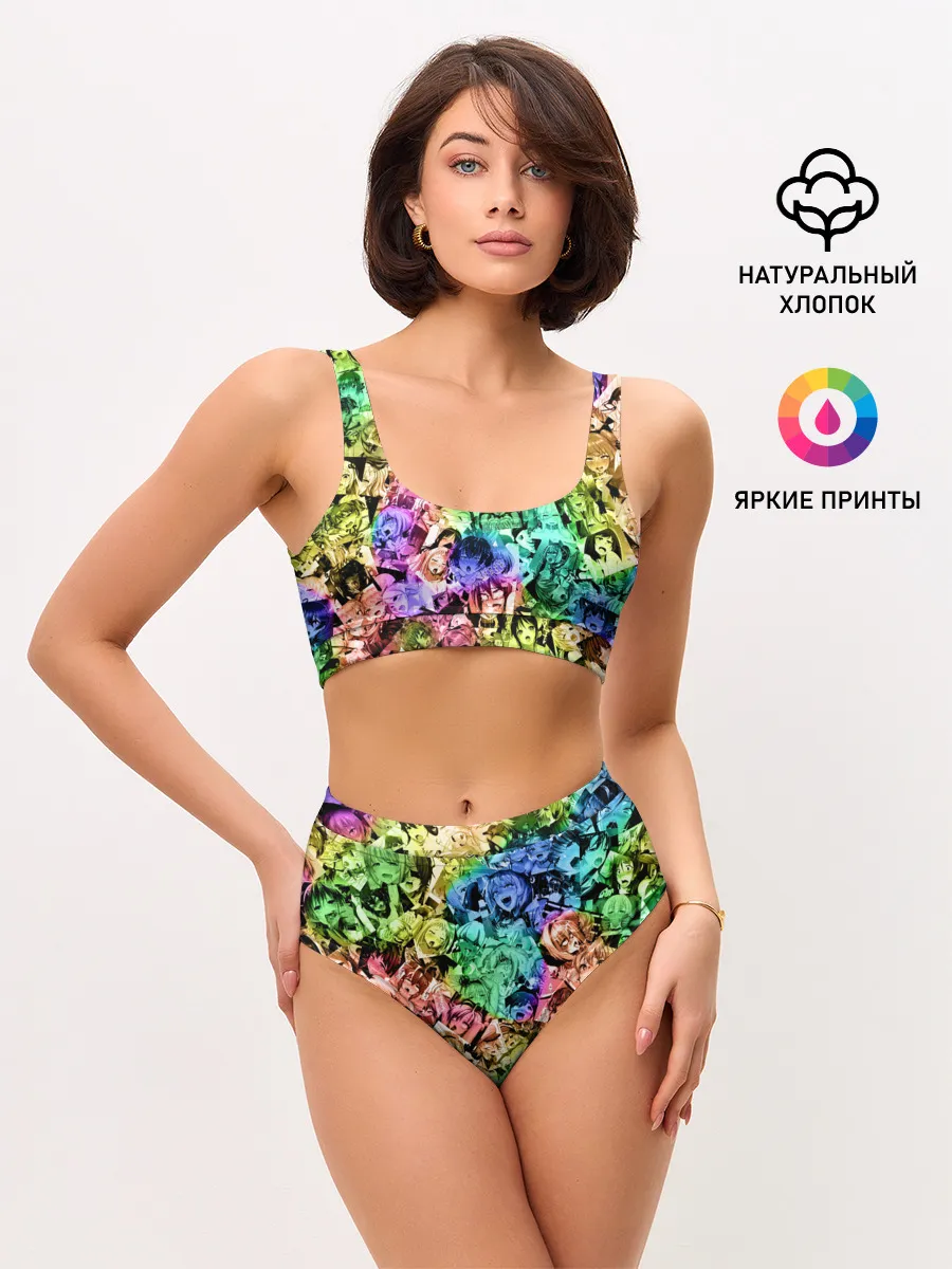 Женские топ и трусы / Радуга ахегао