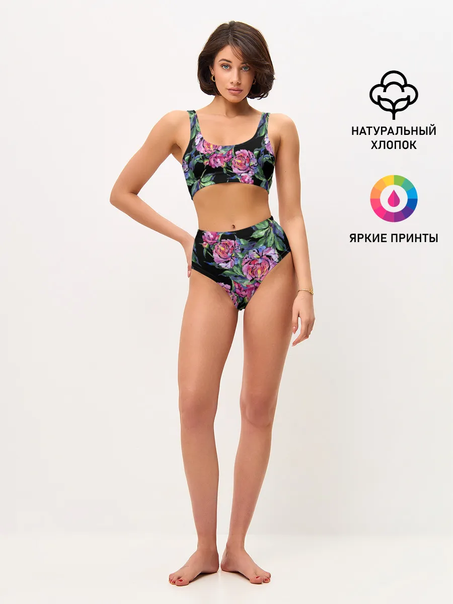 Женские топ и трусы / Розовые пионы