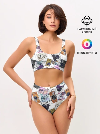 Женские топ и трусы / Старинные фотоаппараты