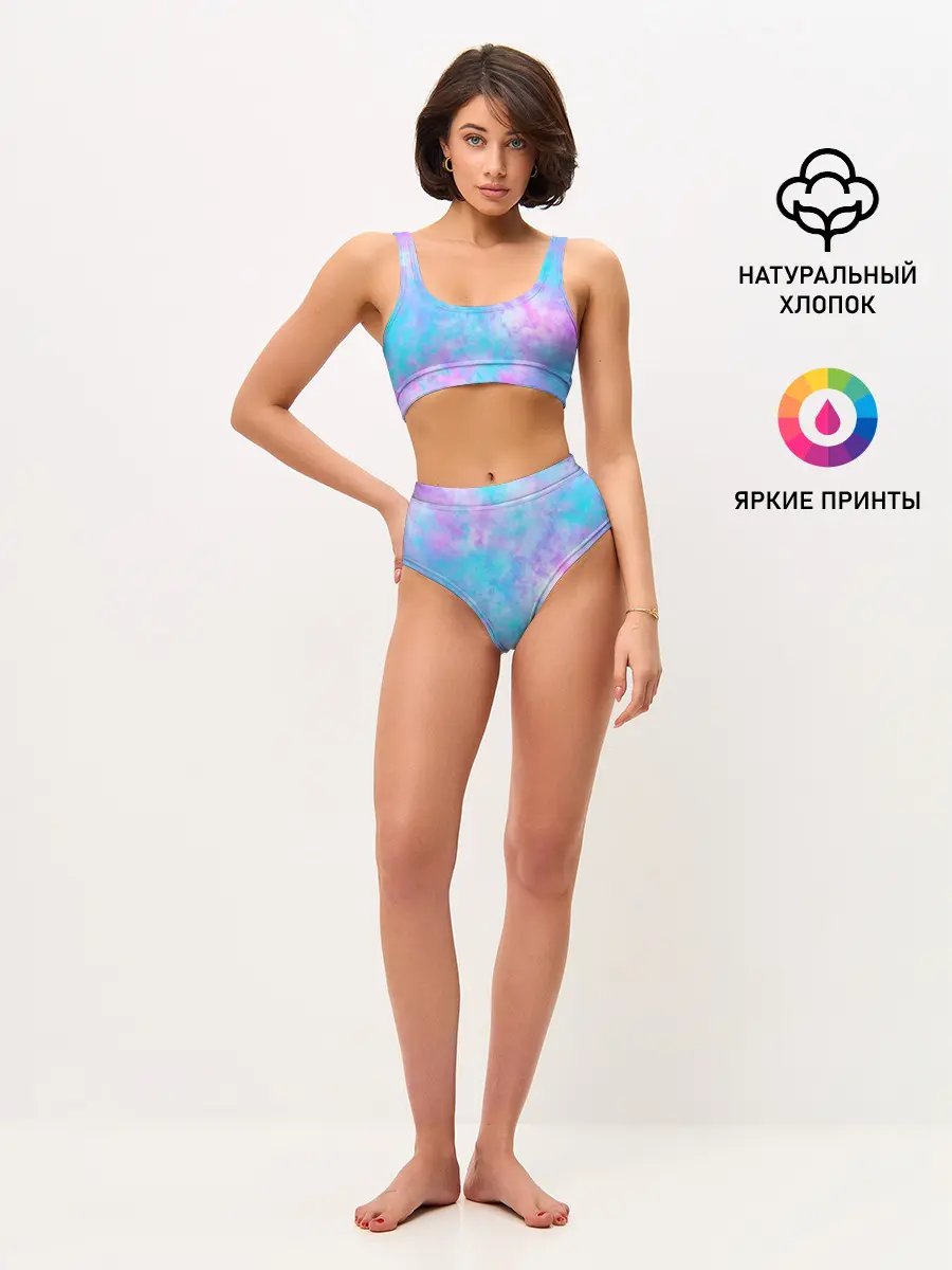 Женские топ и трусы / Мрамор Tie Dye
