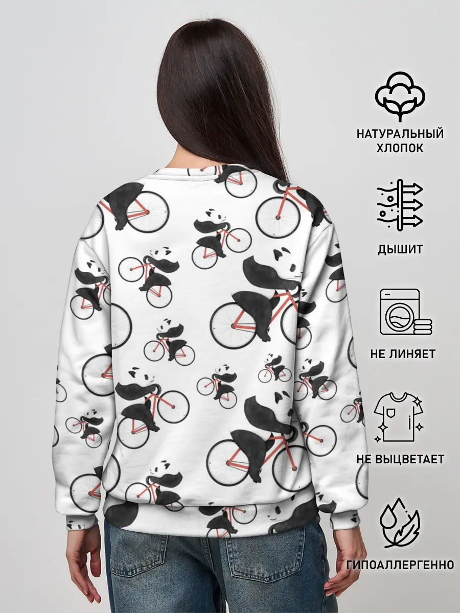 Женский свитшот / Панды На Велосипеде