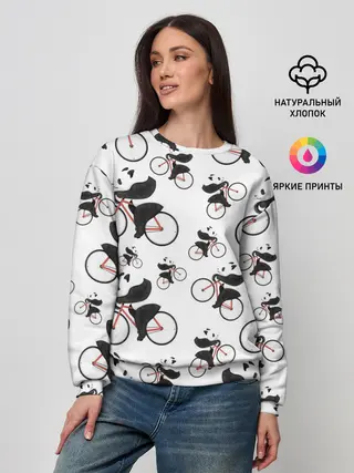 Женский свитшот / Панды На Велосипеде