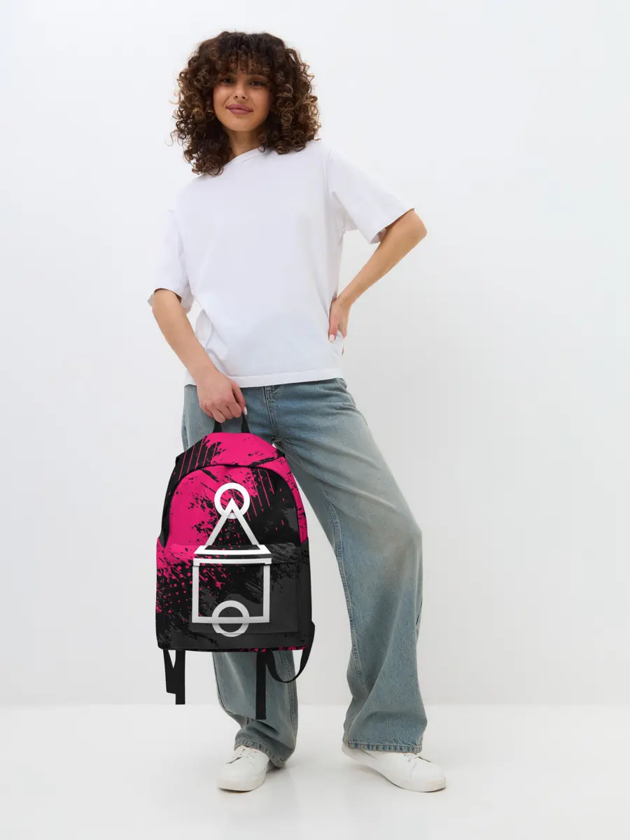 Рюкзак джинсовый / Игра в кальмара | Логотип из интро