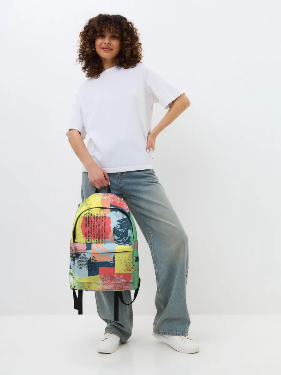 Рюкзак джинсовый / Желто-зеленый тай-дай