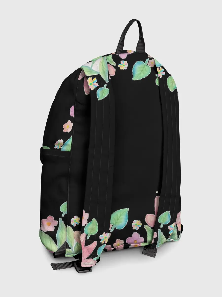 Рюкзак джинсовый / Рамка из розовых и зеленых листьев