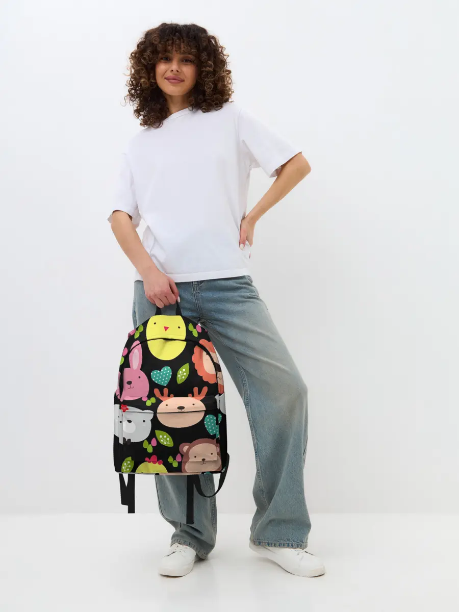 Рюкзак джинсовый / Головы милых животных