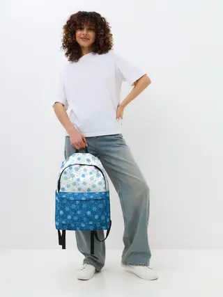 Рюкзак джинсовый / Светло-Тёмные Снежинки