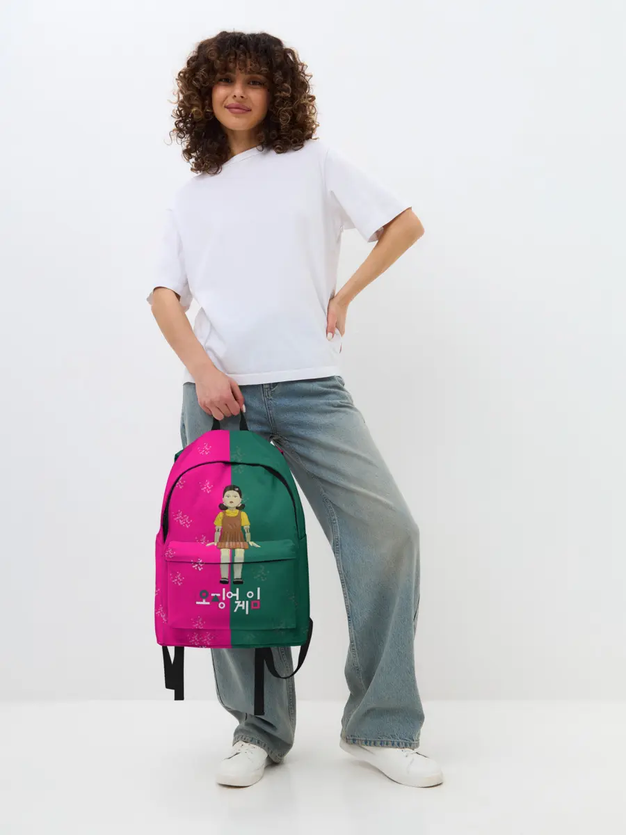 Рюкзак джинсовый / Игра в кальмара. Кукла. Противостояние