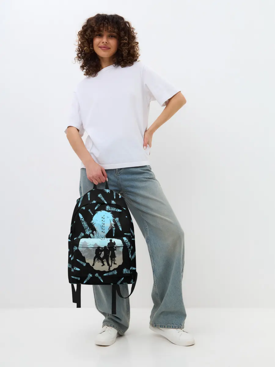 Рюкзак джинсовый / Jujutsu Kaisen силуэты героев