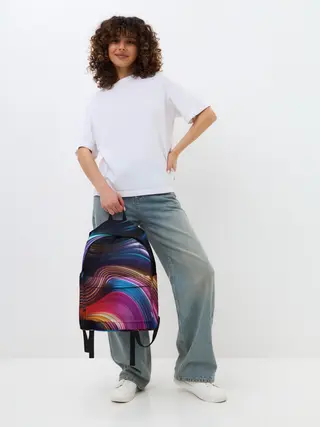 Рюкзак джинсовый / Цветные неоновые волны