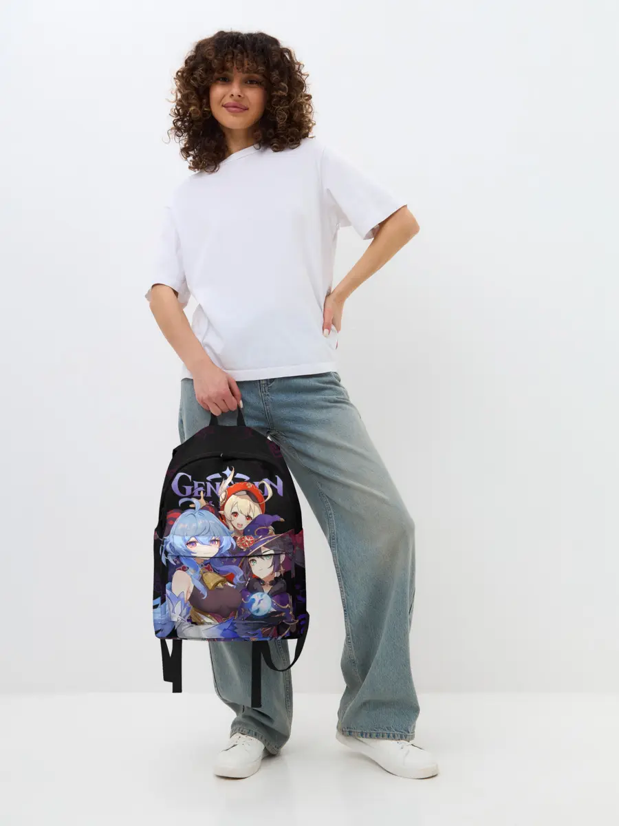 Рюкзак джинсовый / Genshin Impact: Гань Юй, Кли, Мона