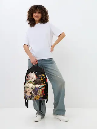 Рюкзак джинсовый / Genshin Impact: Беннет, Чжун Ли, Кадзуха