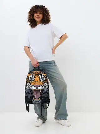 Рюкзак джинсовый / Амурский тигр в ночи