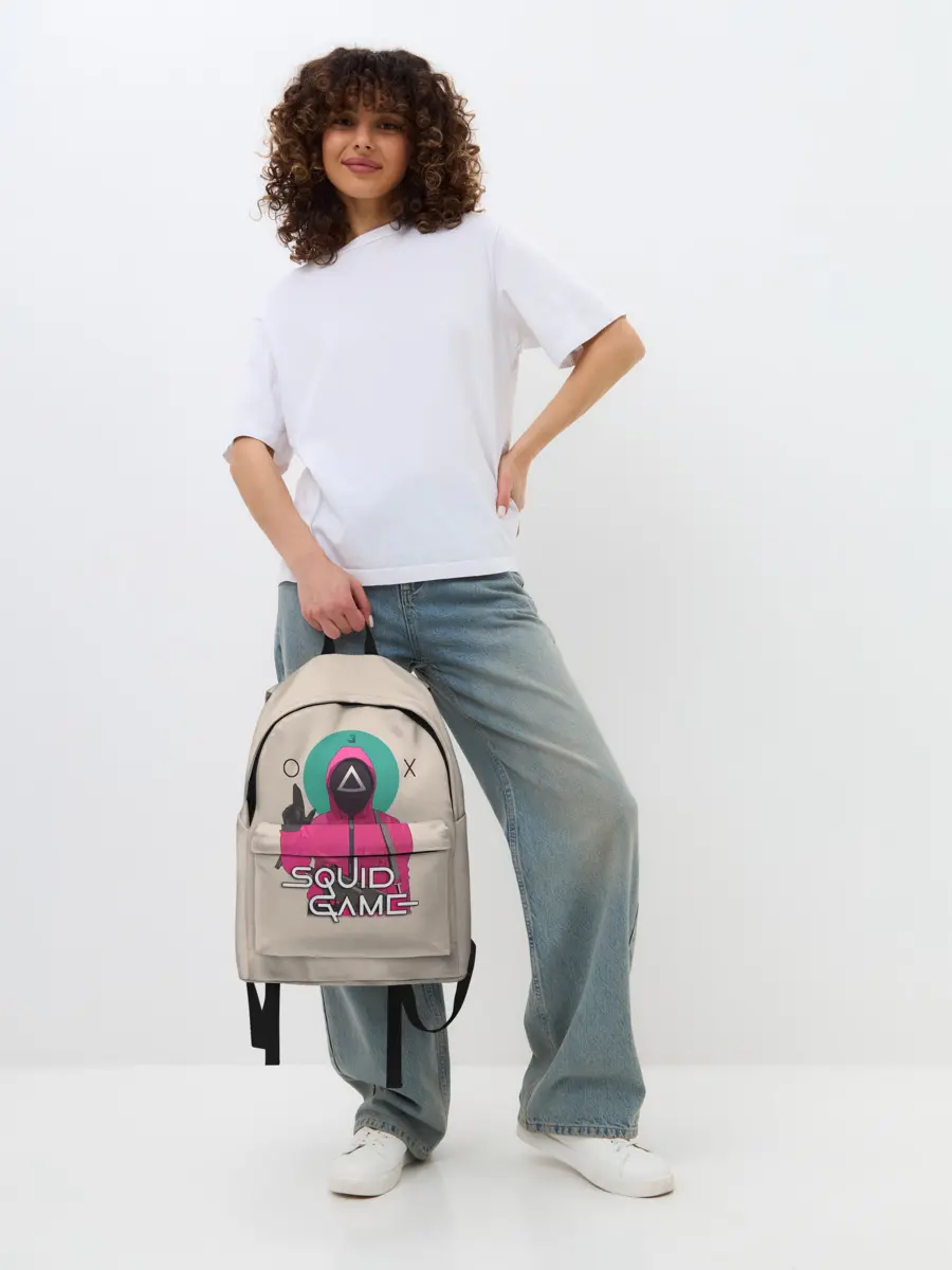 Рюкзак джинсовый / Squid game - Игра в кальмара треугольник