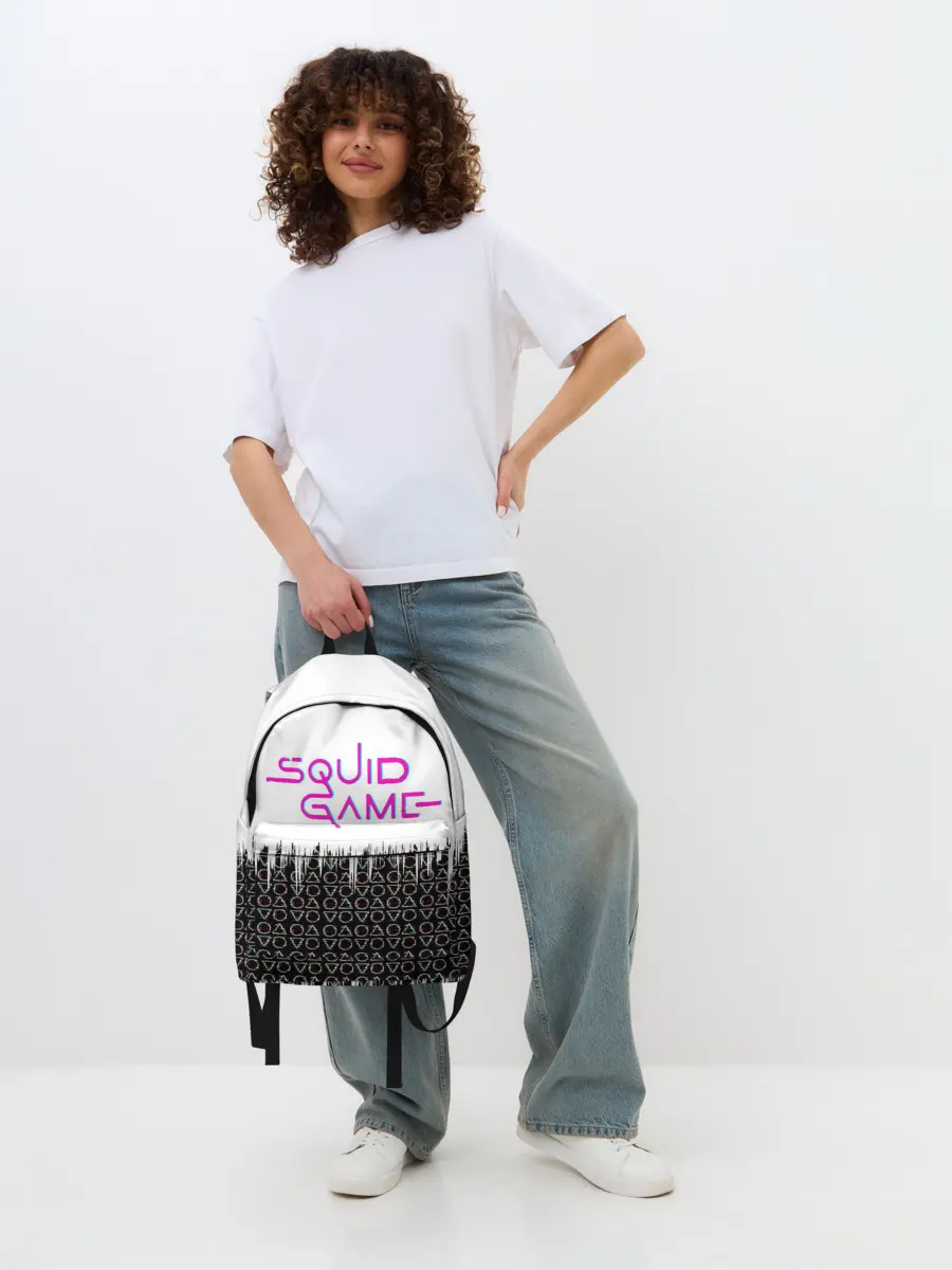 Рюкзак джинсовый / Игра в кальмара фигуры,