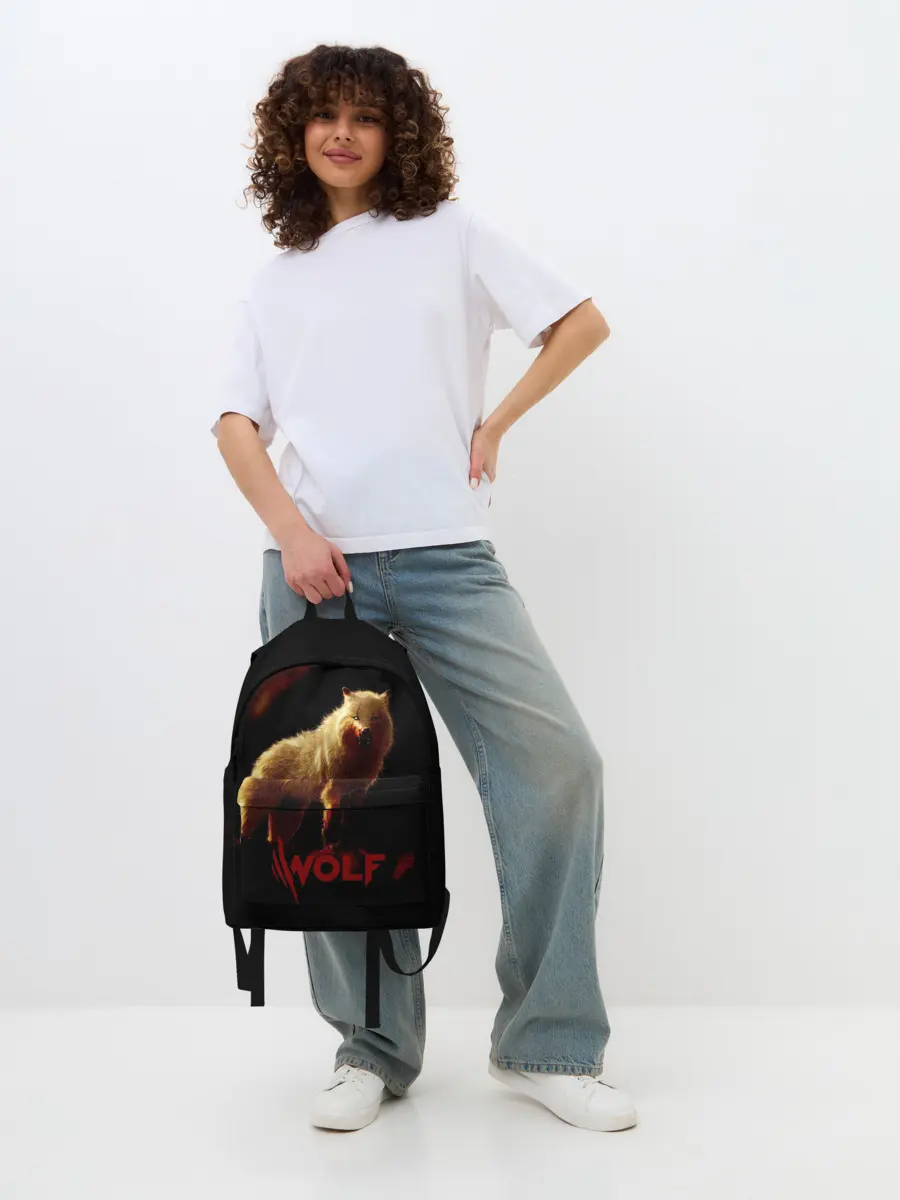 Рюкзак джинсовый / Красный волк.