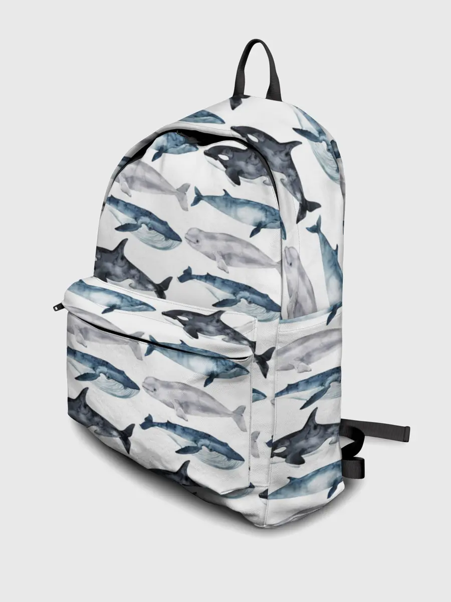 Рюкзак джинсовый / принт с китами