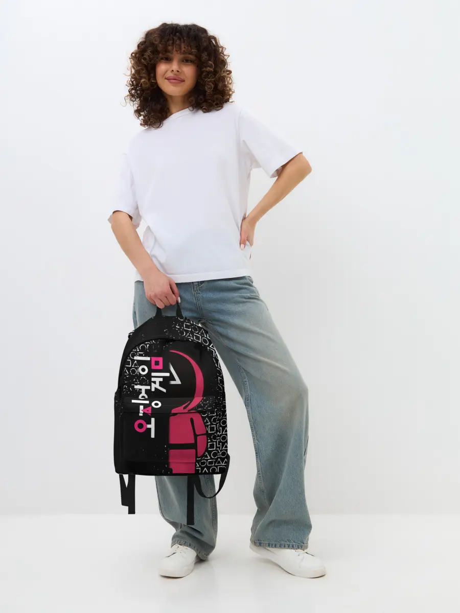 Рюкзак джинсовый / ИГРА В КАЛЬМАРА ТРЕУГОЛЬНИК | SQUID GAME