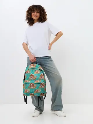 Рюкзак джинсовый / Рождественские пряники паттерн