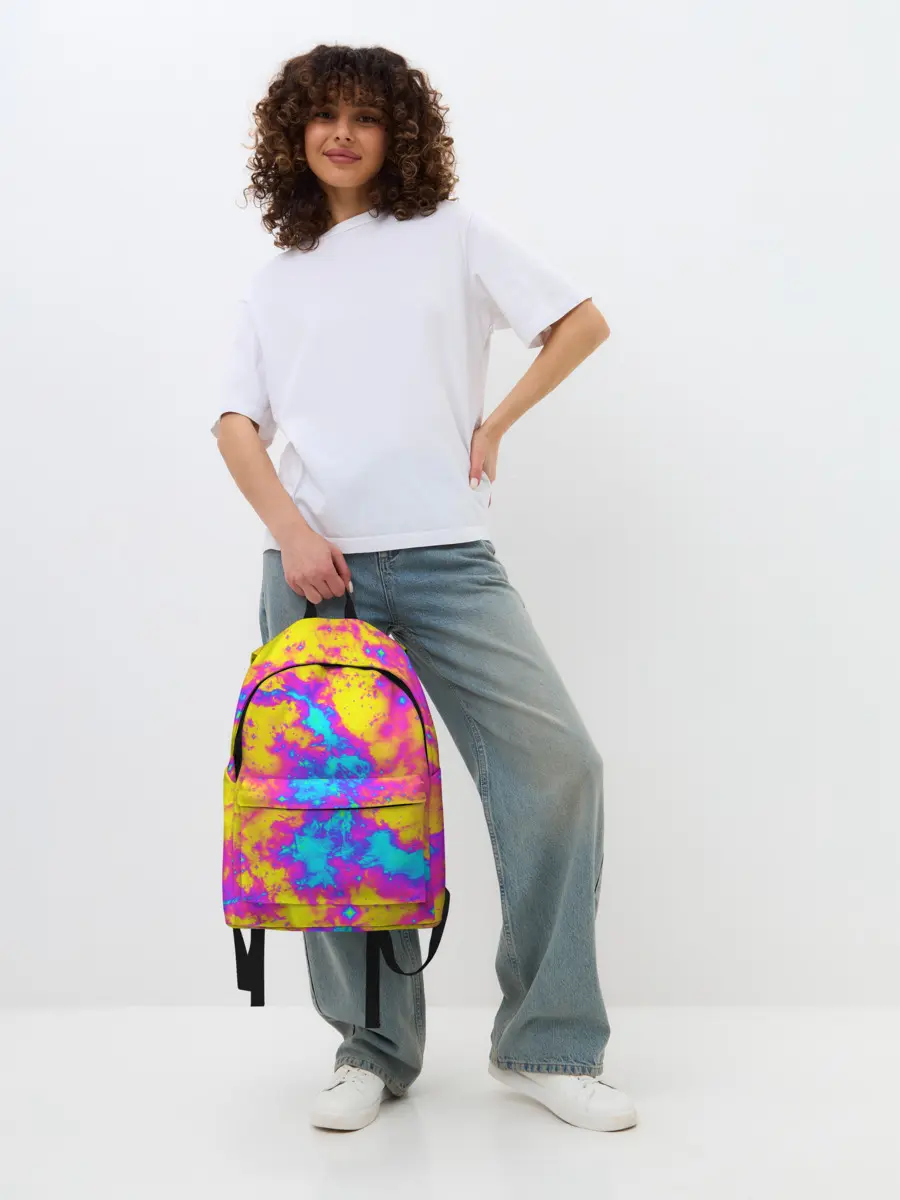 Рюкзак джинсовый / Яркая абстракция космических красок
