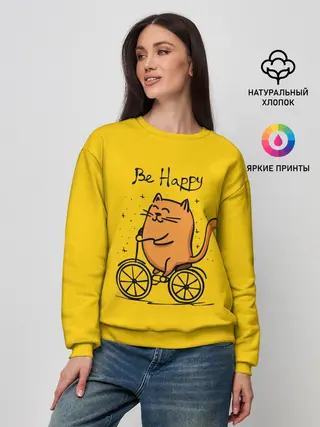Женский свитшот / Be Happy,cat