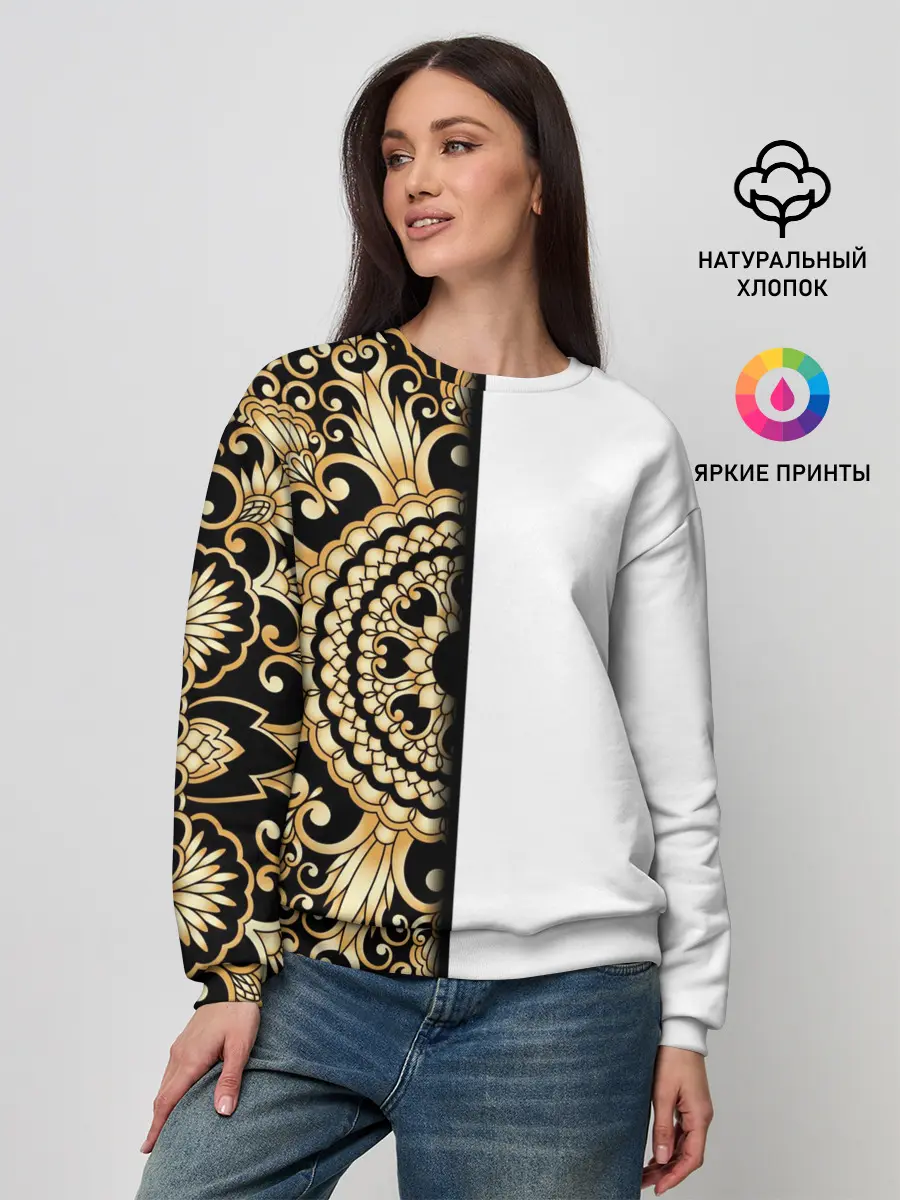 Женский свитшот / Белое на черном