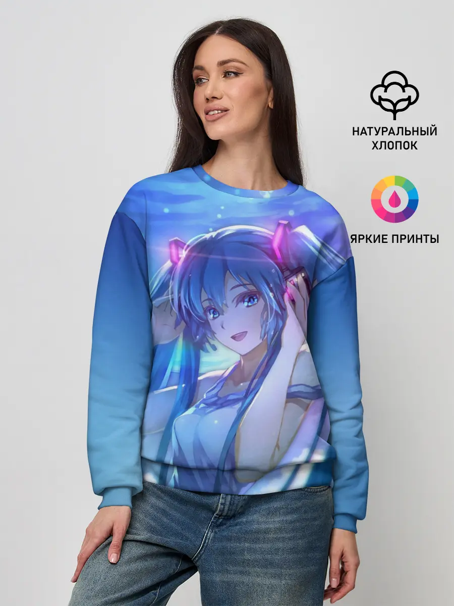 Женский свитшот / Miku на фоне космоса