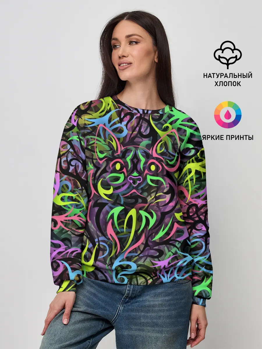 Женский свитшот / Абстрактный кот