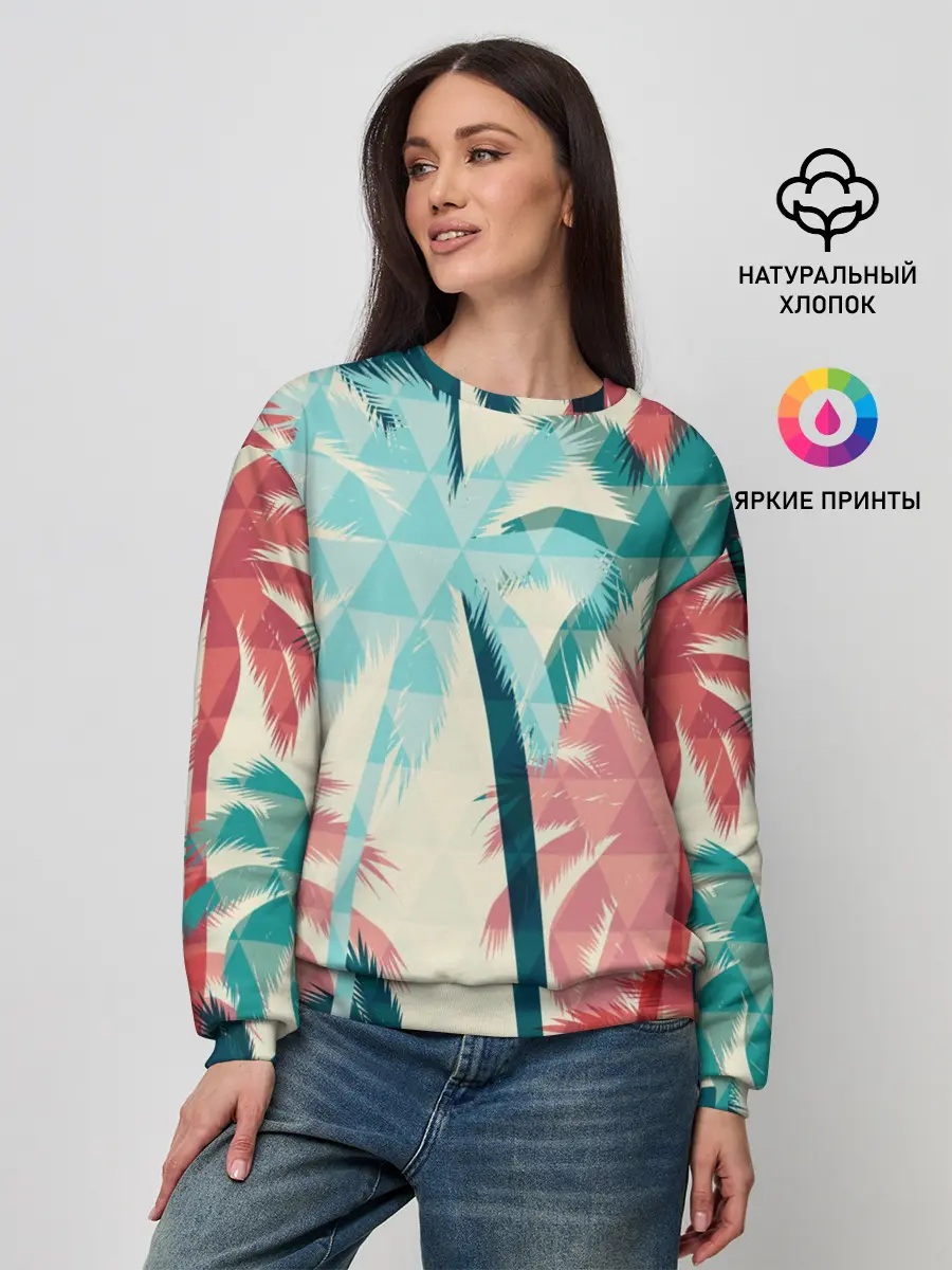 Женский свитшот / Абстракция Пальмы Текстура