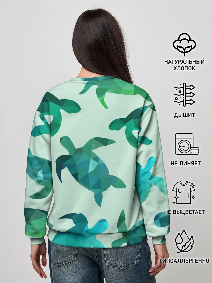 Женский свитшот / Абстракция Черепахи Полигон