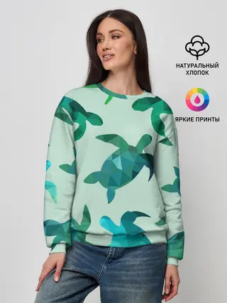 Женский свитшот / Абстракция Черепахи Полигон