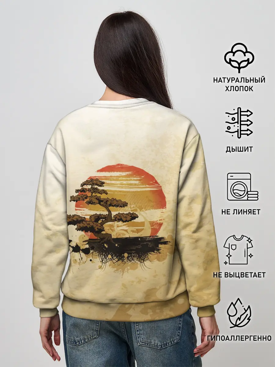Женский свитшот / Дерево на закате